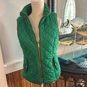 Crown & Ivy Womens Green Puffer Vest Size M Full Zip Pockets EUC